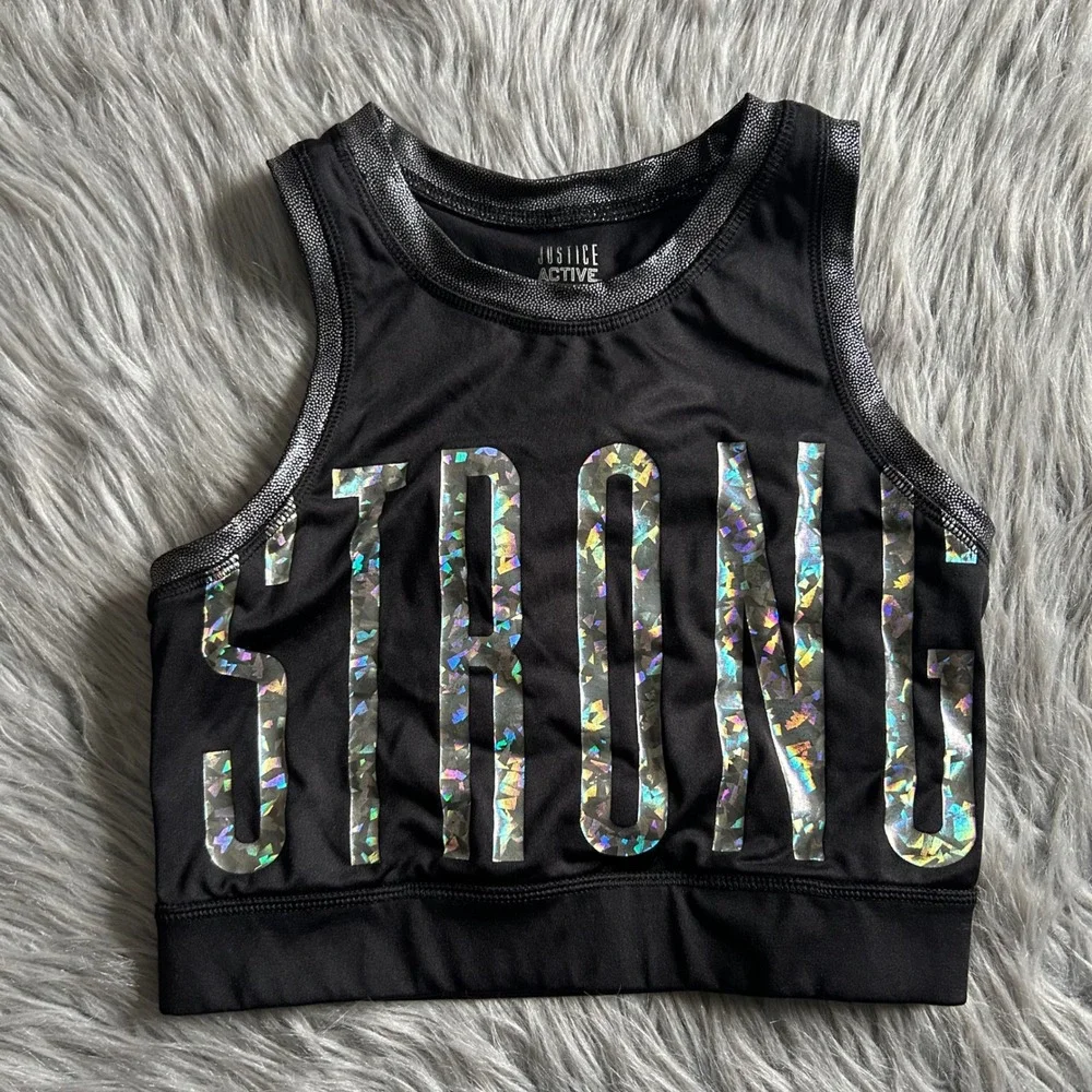 Justice Active Girls Size 14‎ Black Sleeveless Top Strappy Back